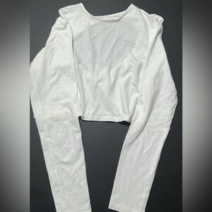 H&M White Long Sleeve Crop Top